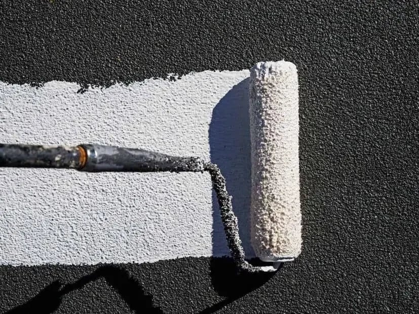Paint roller applying a light finish to a textured wall